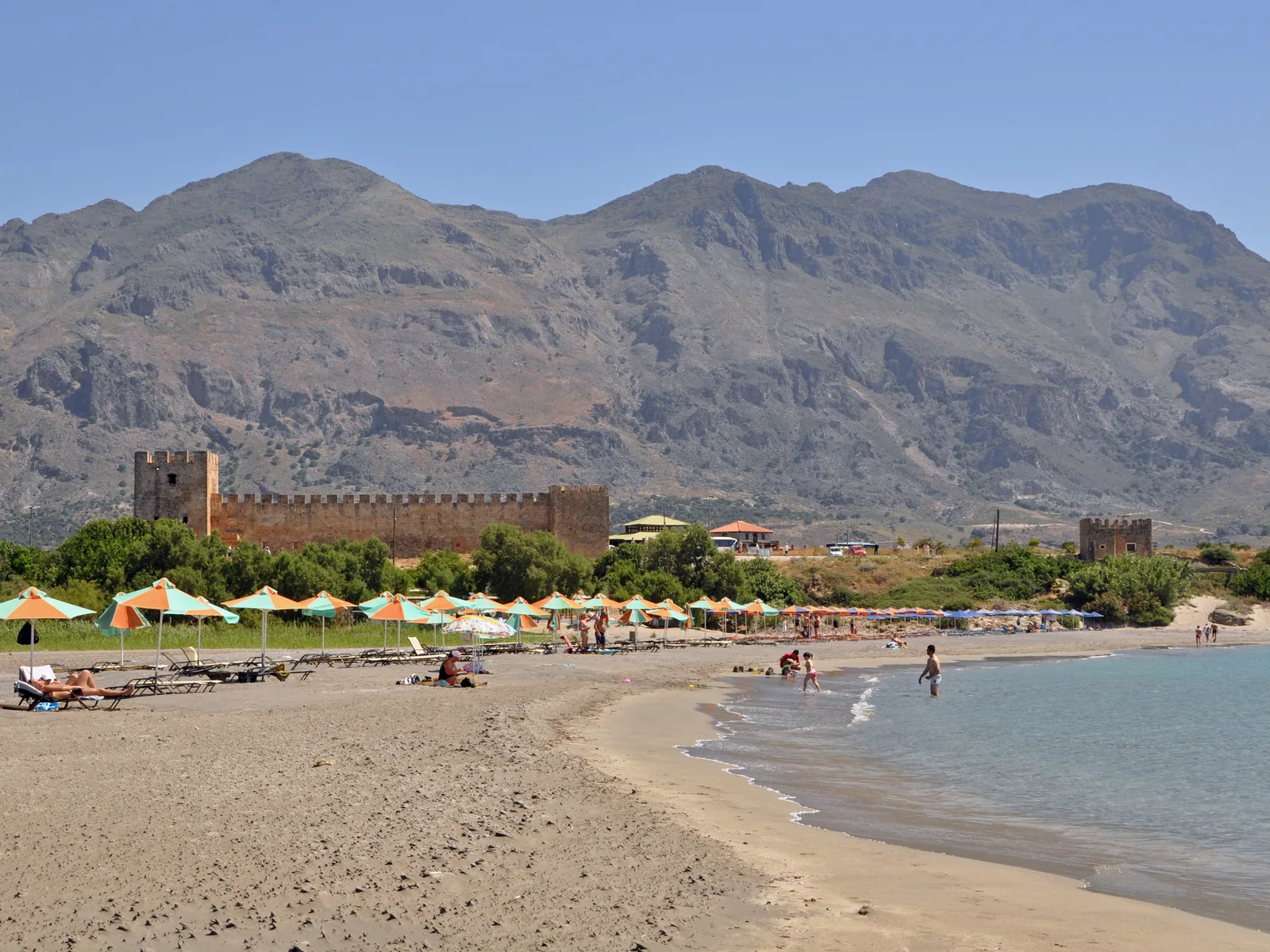 The Venetian castle of Frangokastello behind its beach