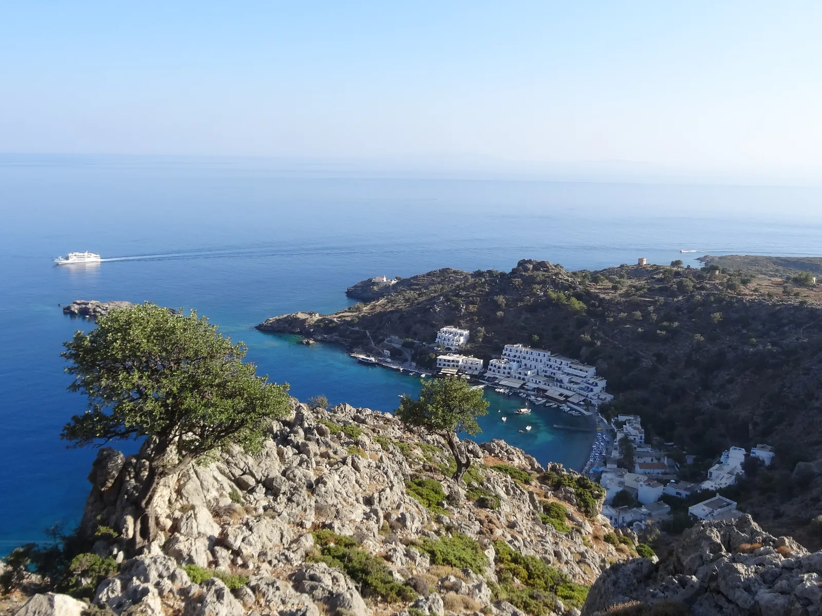 Loutro and its bay seen from the hiking path above the village