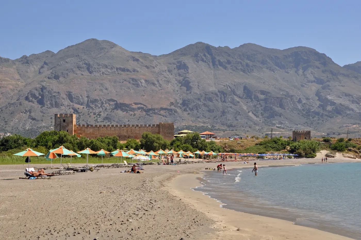 The Venetian castle of Frangokastello behind its beach