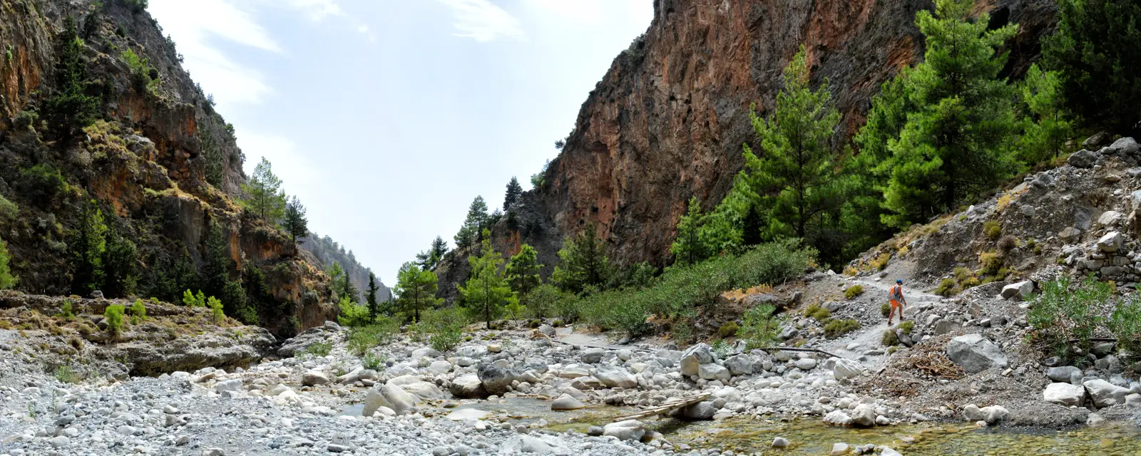 The steep rock walls of the Samaria Gorge